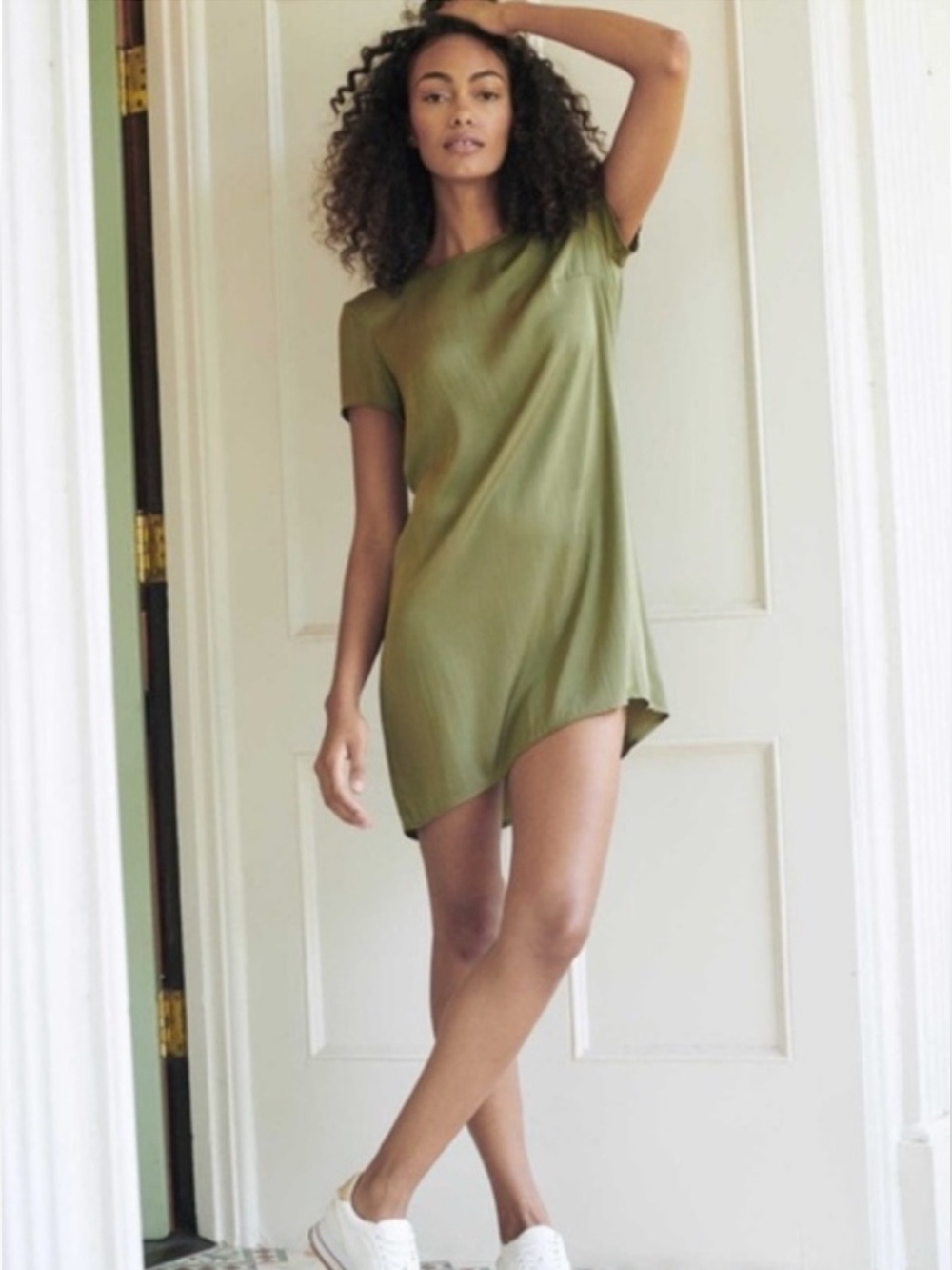 Quince Washable Stretch Silk Tee Dress Size S